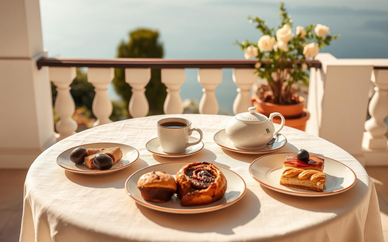 Breakfast prepared by a private chef on a luxury villa sea-view terrace