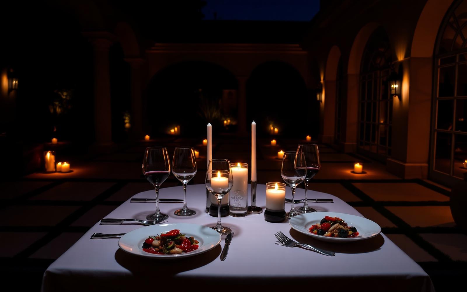 Candlelit private dinner prepared by a private chef in an Italian villa
