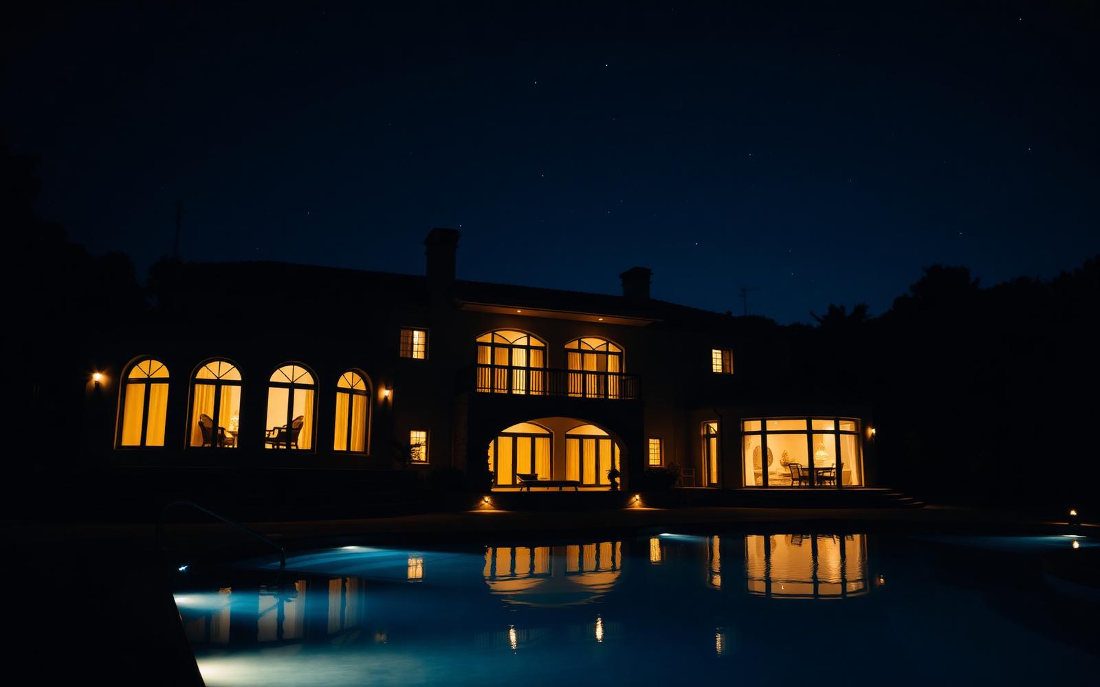 Luxury private villa in Italy at night