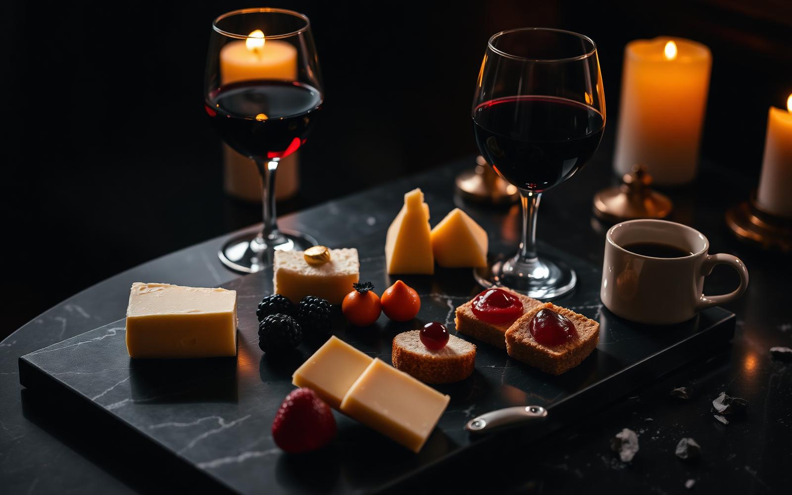 Cheese board and petit fours prepared by the villa private chef