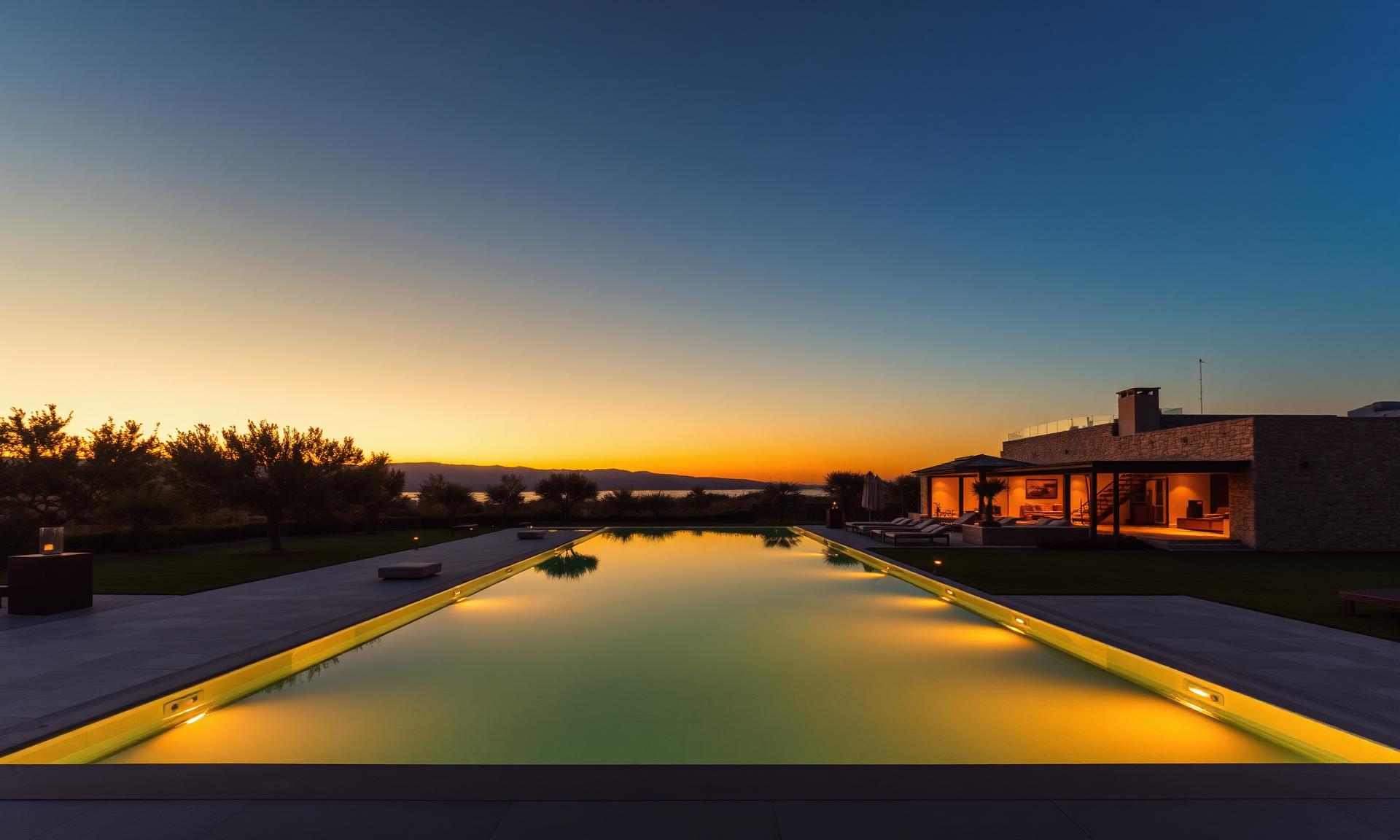 Luxury villa in Italy at dusk, operated by Sisma